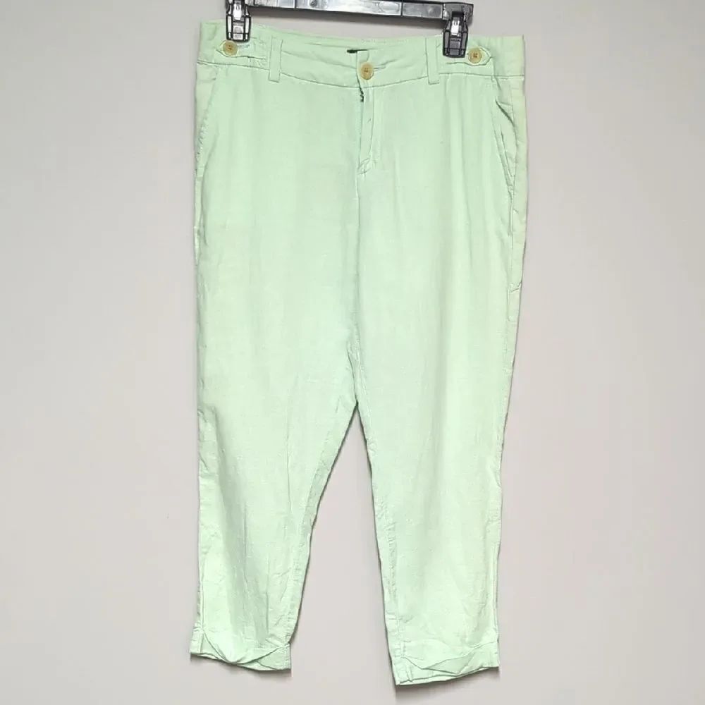 Banana Republic Light Green Linen Cropped Pants